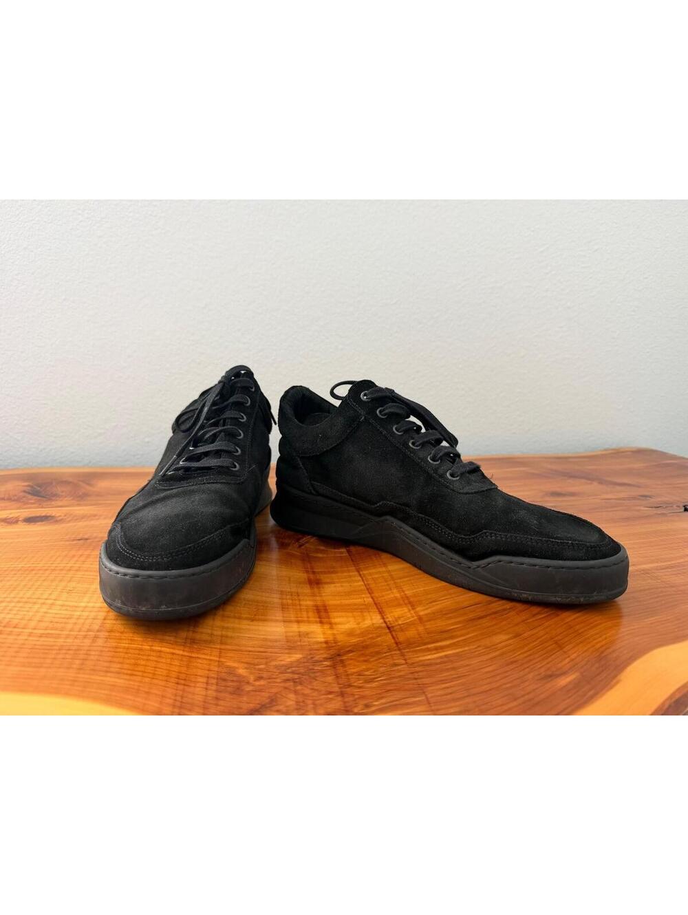Filling Pieces Black Suede Leather "Low top ghost" Sneakers Mens Size 43 (US 10)